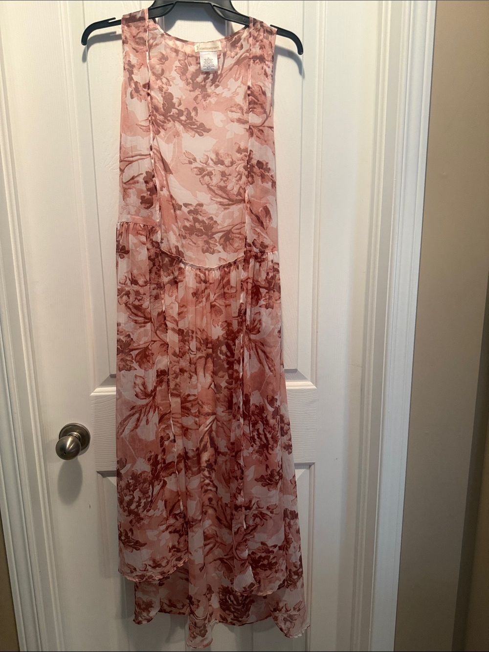 Sleeveless Pink Floral Maxi Vest
